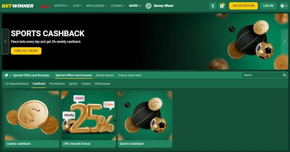BetWinner Cashback Screenshot